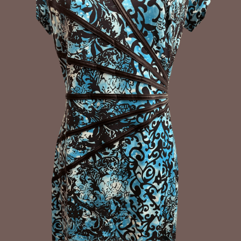 Connected Apparel Dress | Blue Paisley | Size 4P | Vintage Y2K - Picture 4 of 5